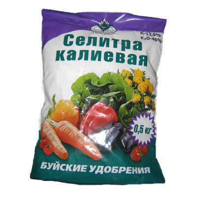 Селитра Калиевая 0,5кг, калий азотнокислый, 1/40 (БХЗ) фото Селитра Калиевая 0,5кг, калий азотнокислый, 1/40 (БХЗ) - "Наш сад"